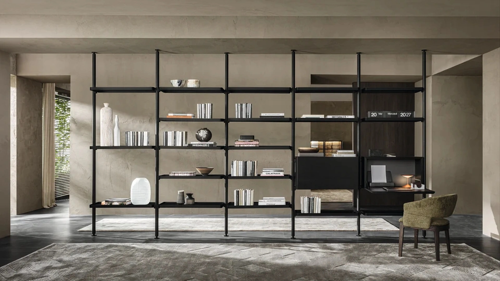 Molteni & C ahşap Hector bölücü kitaplık