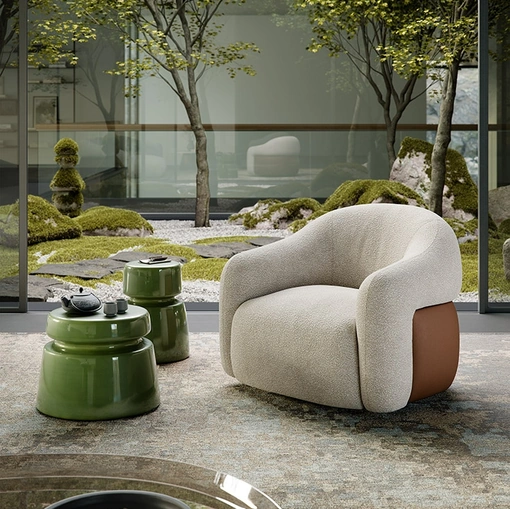 Cattelan Italia Baldwin Turn deri detaylı kumaş koltuk