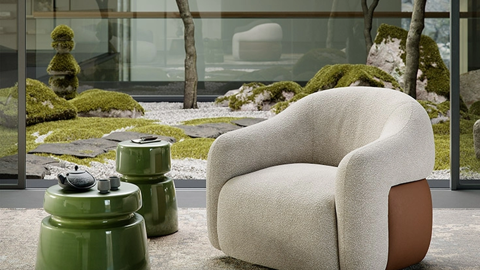 Cattelan Italia Baldwin Turn deri detaylı kumaş koltuk