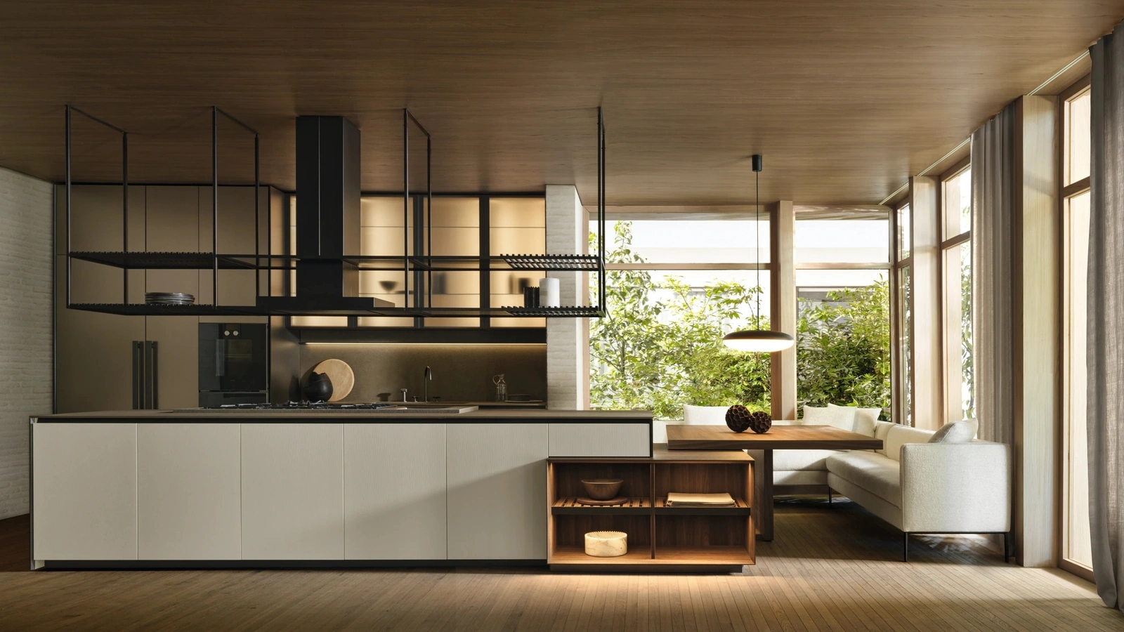 Molteni & C Prime Tasarım Mutfak, Peltro Lakkalı Ada ile