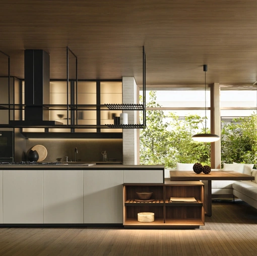 Molteni & C Prime Tasarım Mutfak, Peltro Lakkalı Ada ile