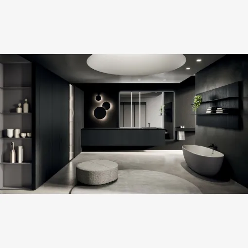 Arrital tarafından üretilen Siyah Vernikli Meşe 360Gradi 07 Duvar Montajlı Banyo Dolabı