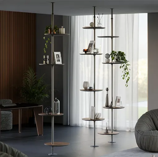 Cattelan Italia'nın çelik ve ahşap Address serbest duran kitaplık