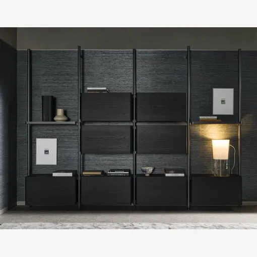 Molteni & C alüminyum ve ahşap Hector kitaplık