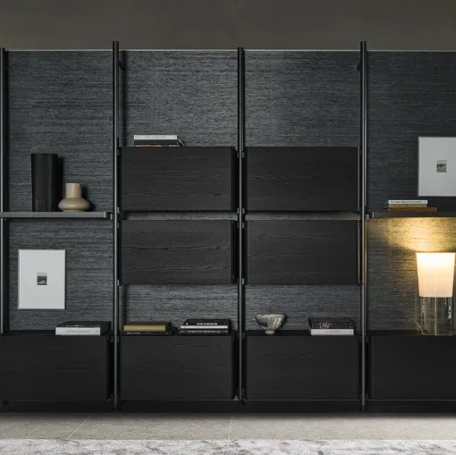Molteni & C alüminyum ve ahşap Hector kitaplık