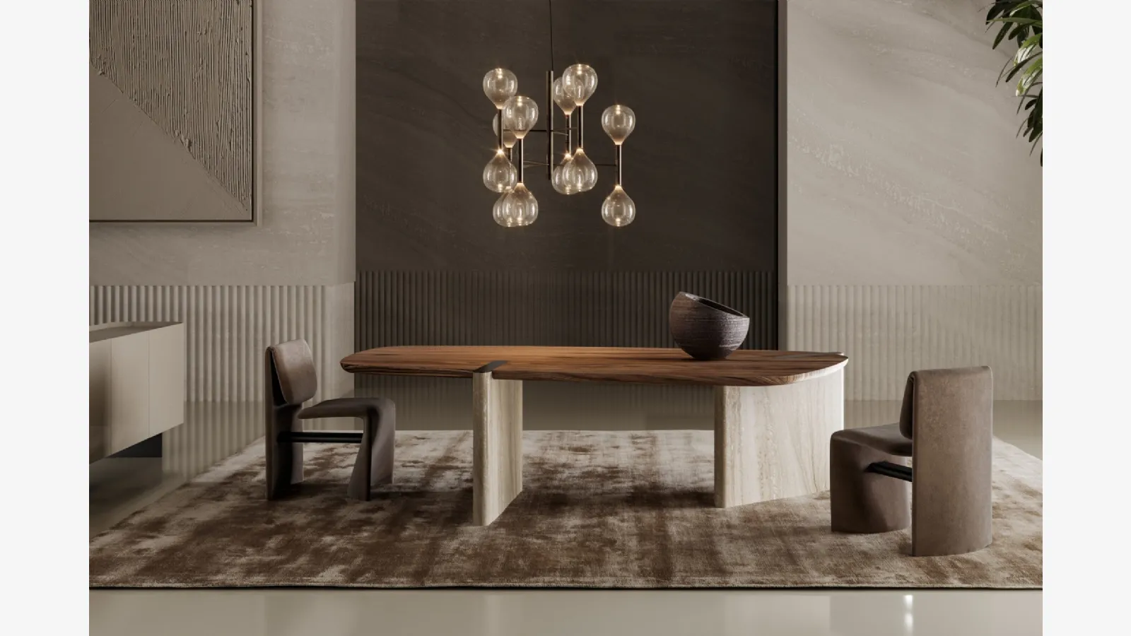 Bonaldo markalı ahşap üstü ve mermer tabanlı Flatiron