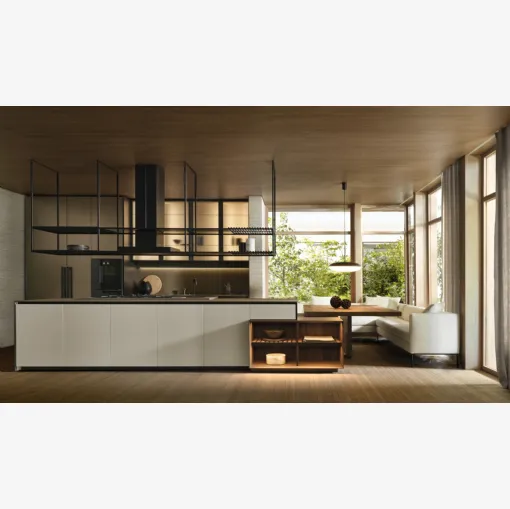 Molteni & C Prime Tasarım Mutfak, Peltro Lakkalı Ada ile