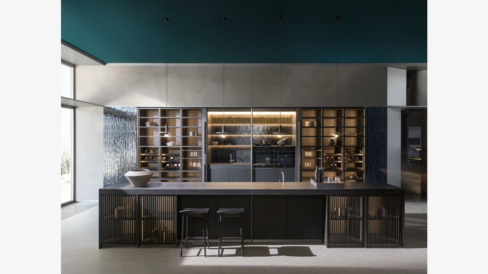 Molteni & C'nin siyah Frassino ormanı ile adal