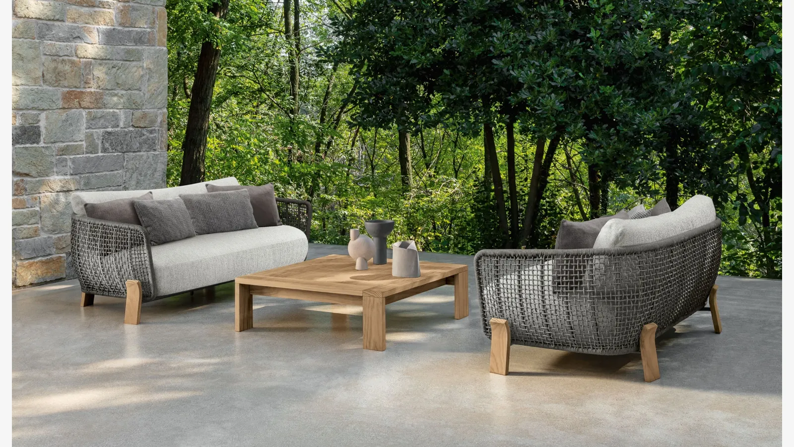 Talenti markasının Argo Wood Love Seat dış mekan mob